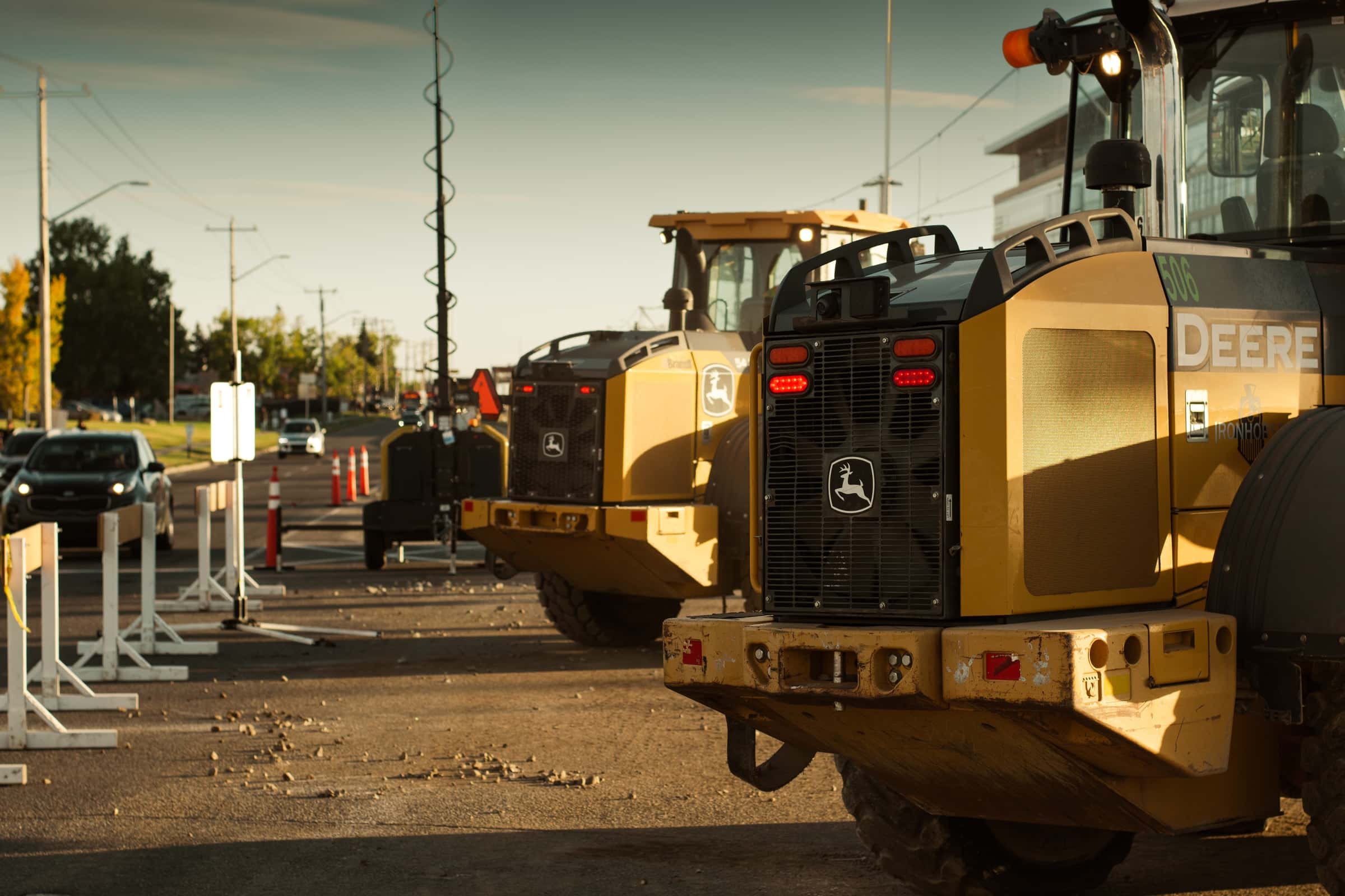 Ironhorse construction equipment beside a railway work site